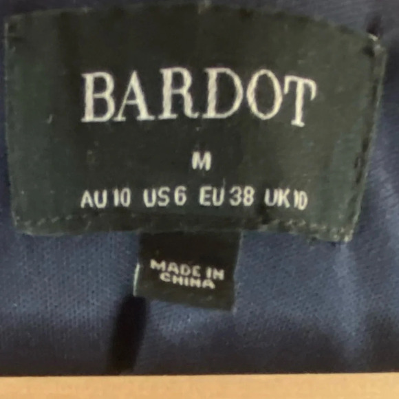 BARDOT Xena Ruched Velvet Mini Dress size MED Navy Sweetheart Neck Long Sleeve - Picture 7 of 7